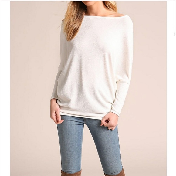 ♦️ LAST Ivory Textured Knit Dolman Blouse - Picture 2 of 5